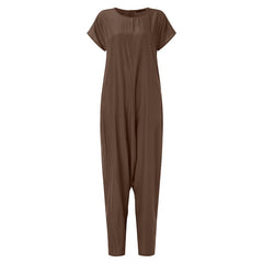 Women's Drop Crotch Jumpsuits 2019 ZANZEA Summer Cargo Pants Palazzo Overalls Playsuits Short Sleeve Romper Macacao Feminino 5XL