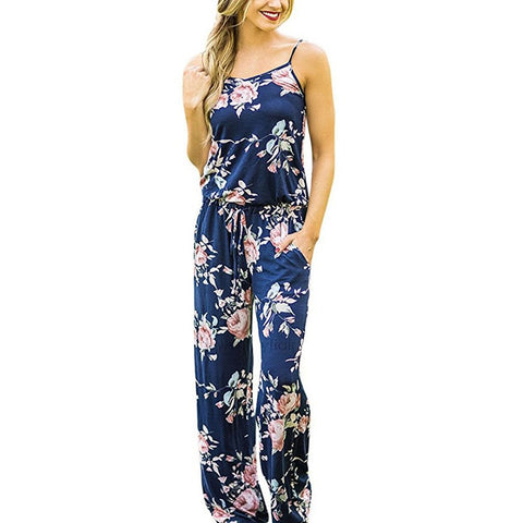 Floral Print Chiffon Playsuit Women 2018 Summer Sexy Off Shoulder Halter Sleeveless Boho Rompers Jumpsuit Beach Party Overalls