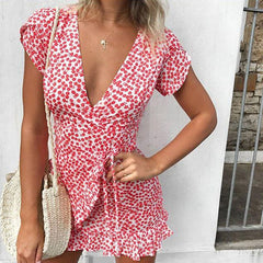 Floral Print Chiffon Playsuit Women 2018 Summer Sexy Off Shoulder Halter Sleeveless Boho Rompers Jumpsuit Beach Party Overalls