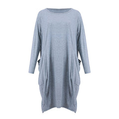 Women Casual Loose Dress with Pocket Ladies Fashion O Neck Long Tops Female T Shirt Dress Streetwear Plus Size 5XL vestidos