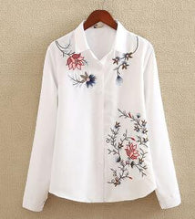Embroidery White Cotton Shirt 2019 Autumn New Fashion Women Blouse Long Sleeve Casual Tops Loose Shirt Blusas Feminina plus size