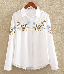 Embroidery White Cotton Shirt 2019 Autumn New Fashion Women Blouse Long Sleeve Casual Tops Loose Shirt Blusas Feminina plus size