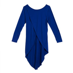 Women Skew Collar Long Sleeve Blouse Woman Split Asymmetrical Hem Casual Solid Color Tops Ladies Fashion Blouse 2019 Streetwear