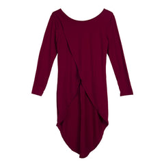 Women Skew Collar Long Sleeve Blouse Woman Split Asymmetrical Hem Casual Solid Color Tops Ladies Fashion Blouse 2019 Streetwear